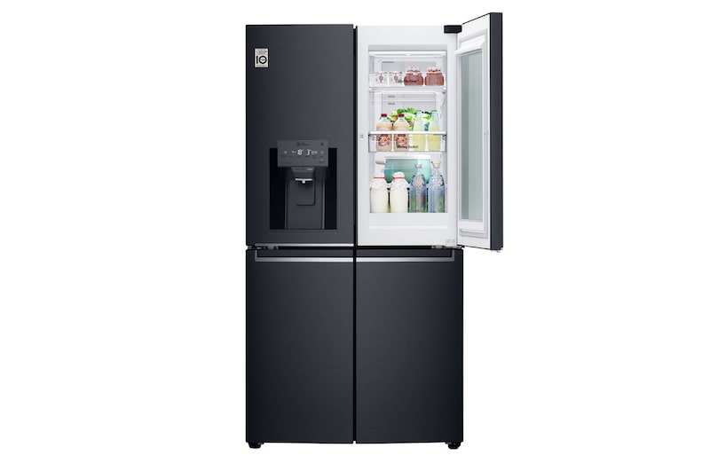 LG 910L French Door Fridge, with InstaView Door-in-Door®, in Matte Black Stainless Steel, GF-V910MBSL